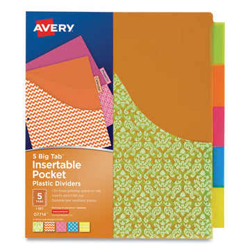 Avery® Big Tab Insertable One-pocket Plastic Dividers, 5-tab, 11.13 X 9.25, Assorted, 1 Set freeshipping - TVN Wholesale